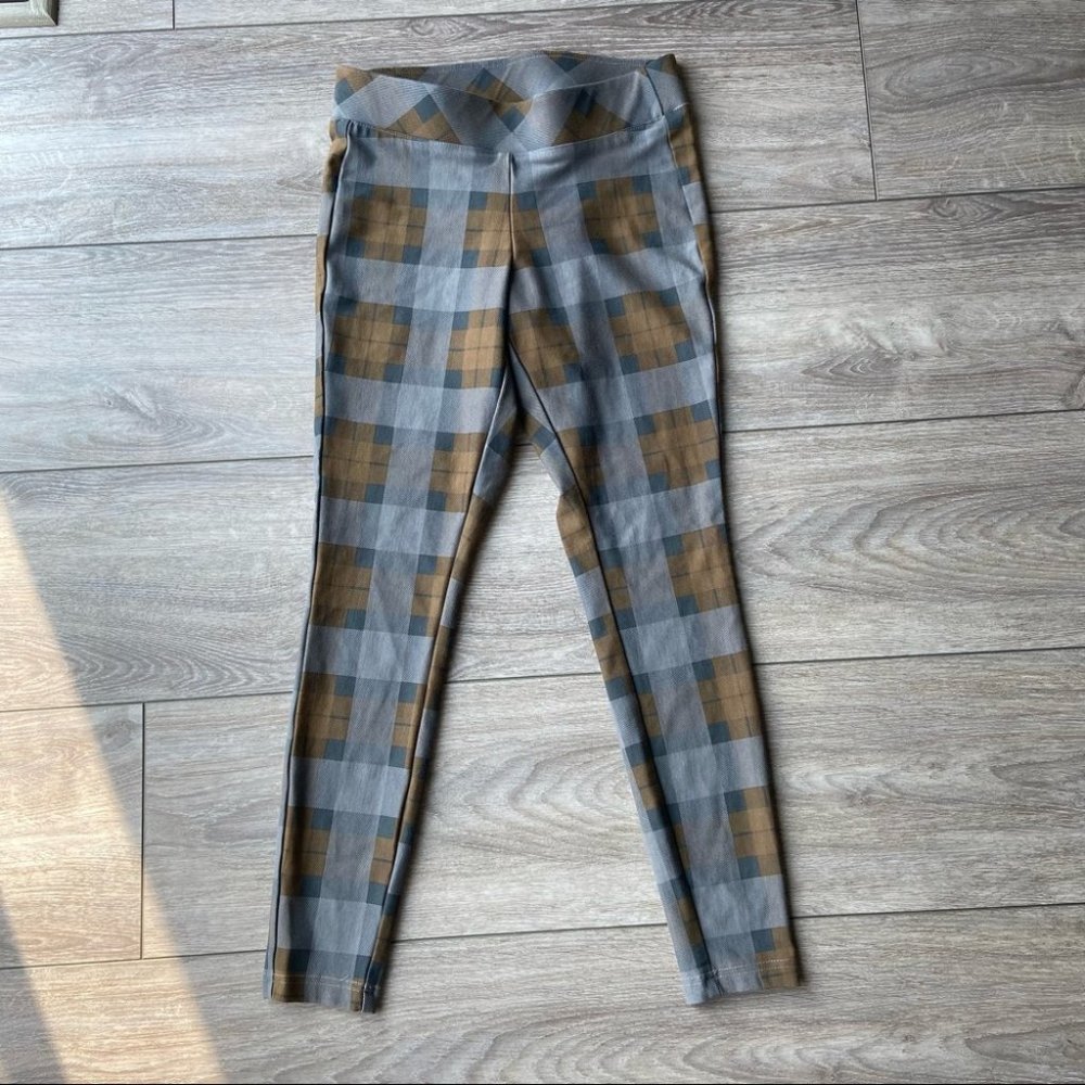 Torrid Plaid Leggings - Brown and Gray